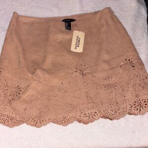 Forever 21 Beige Floral Cutout Mini Skirt